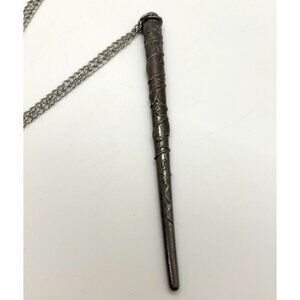 Magic Wand Necklace Fantasy Wizard Witch Warlock Magician Silvertone Chain